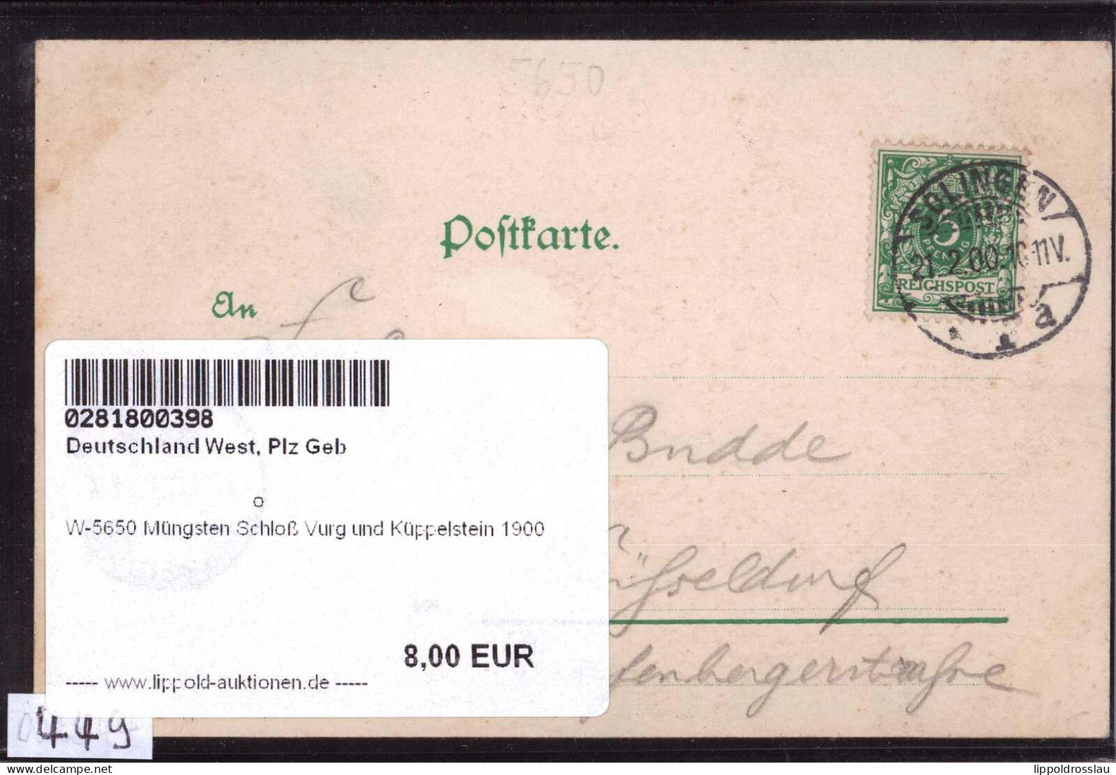 Gest. W-5650 Müngsten Schloß Vurg Und Küppelstein 1900 - Solingen