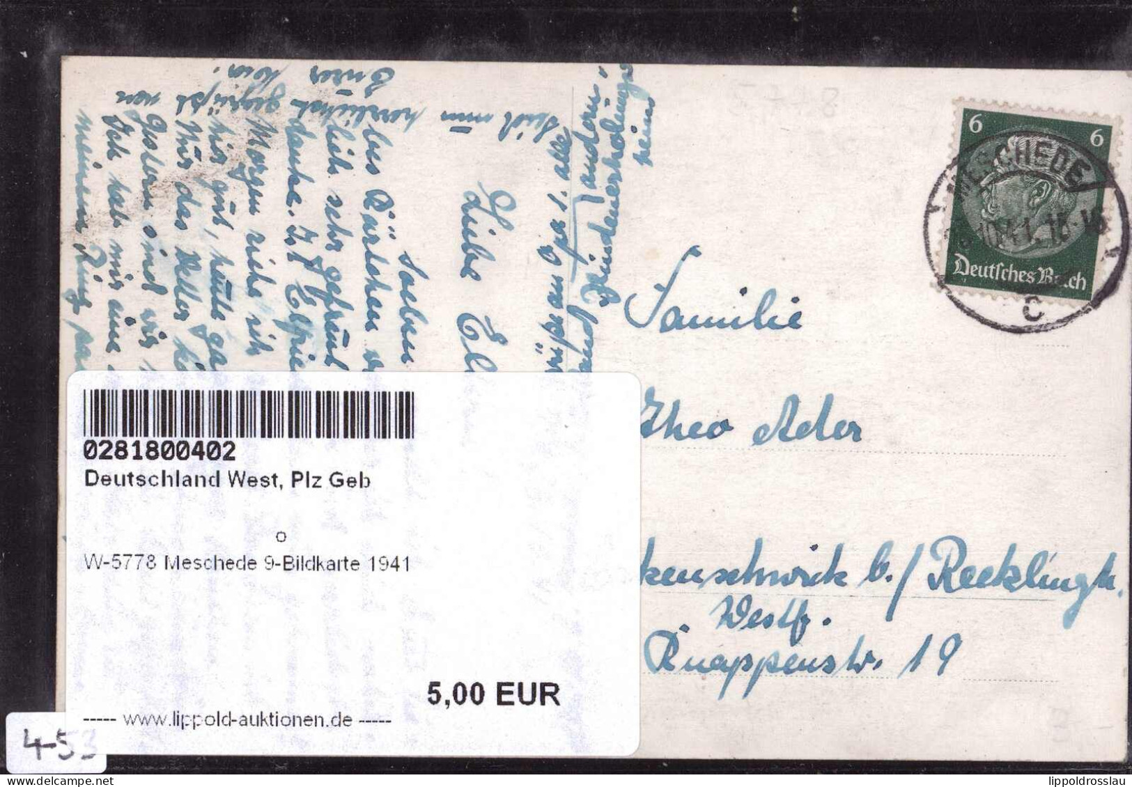 Gest. W-5778 Meschede 9-Bildkarte 1941 - Meschede