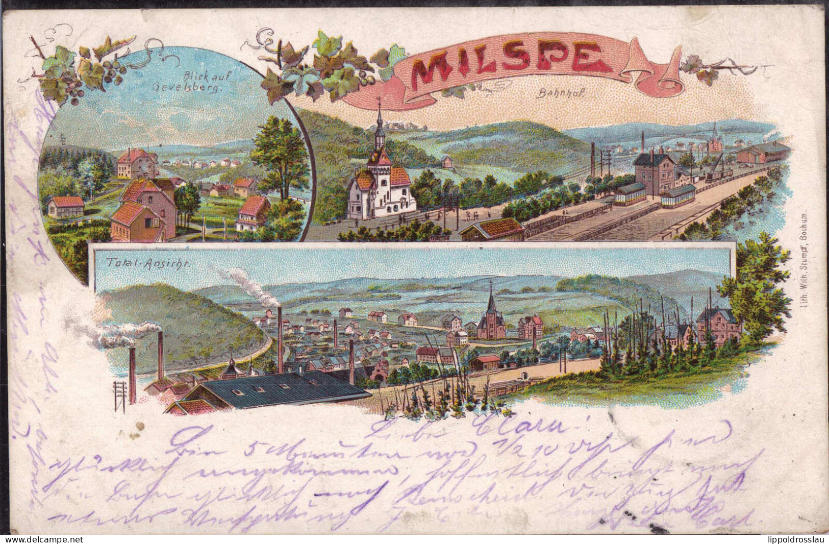 Gest. W-5828 Milspe Bahnhof Blick Zum Ort 1903 - Gevelsberg