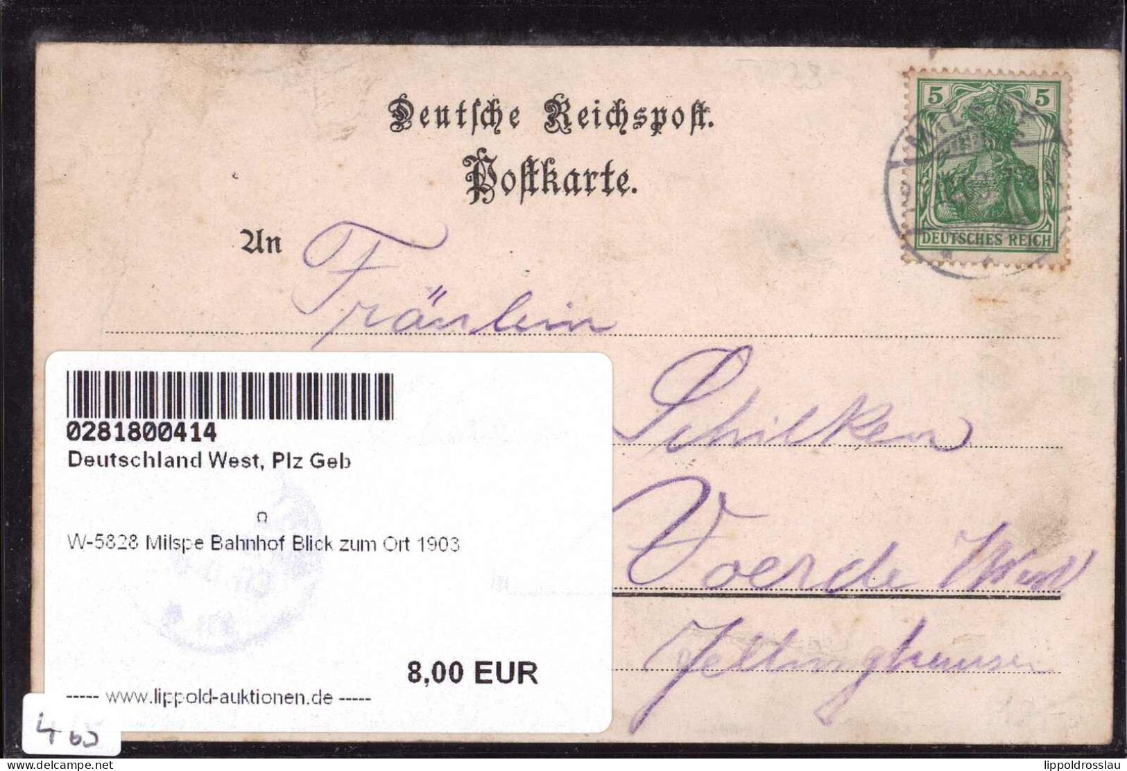 Gest. W-5828 Milspe Bahnhof Blick Zum Ort 1903 - Gevelsberg