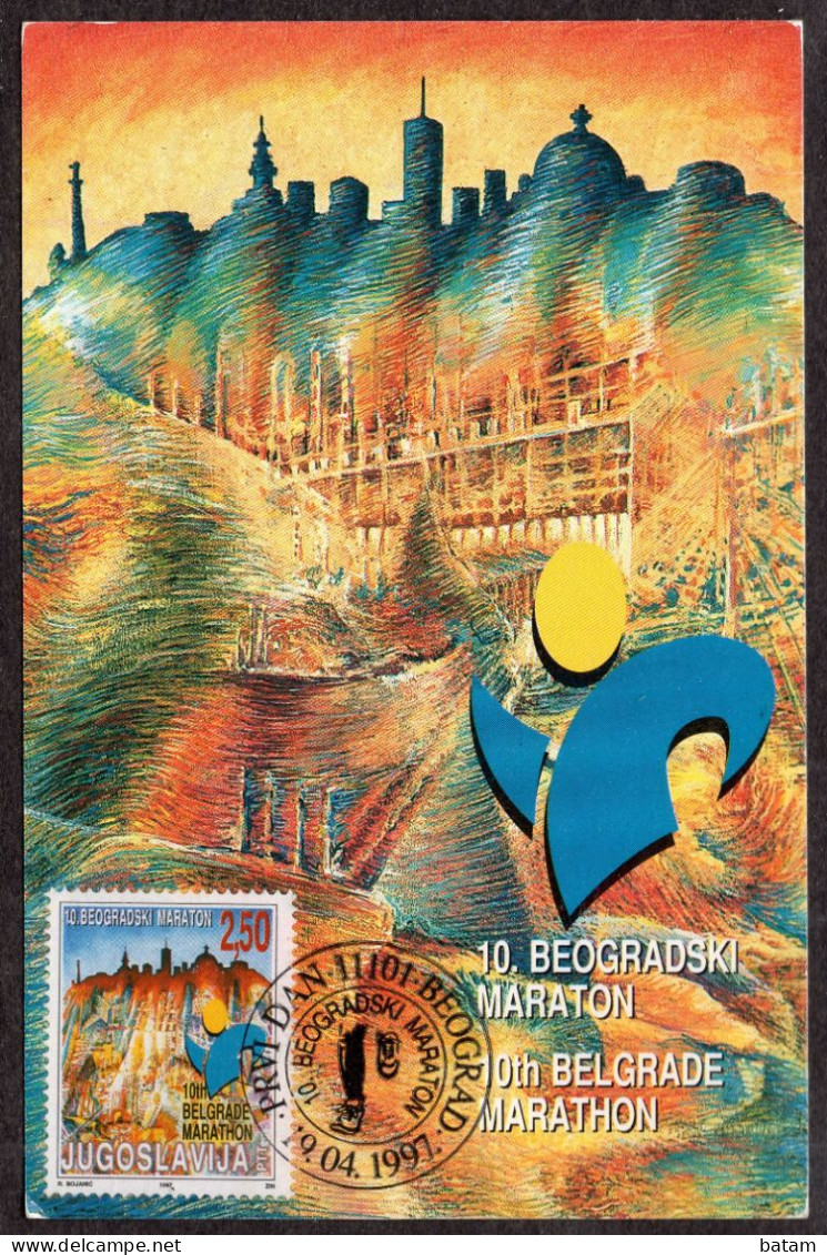 Yugoslavia 1997 -   The 10th Belgrade Marathon - Maximum Card - Brieven En Documenten