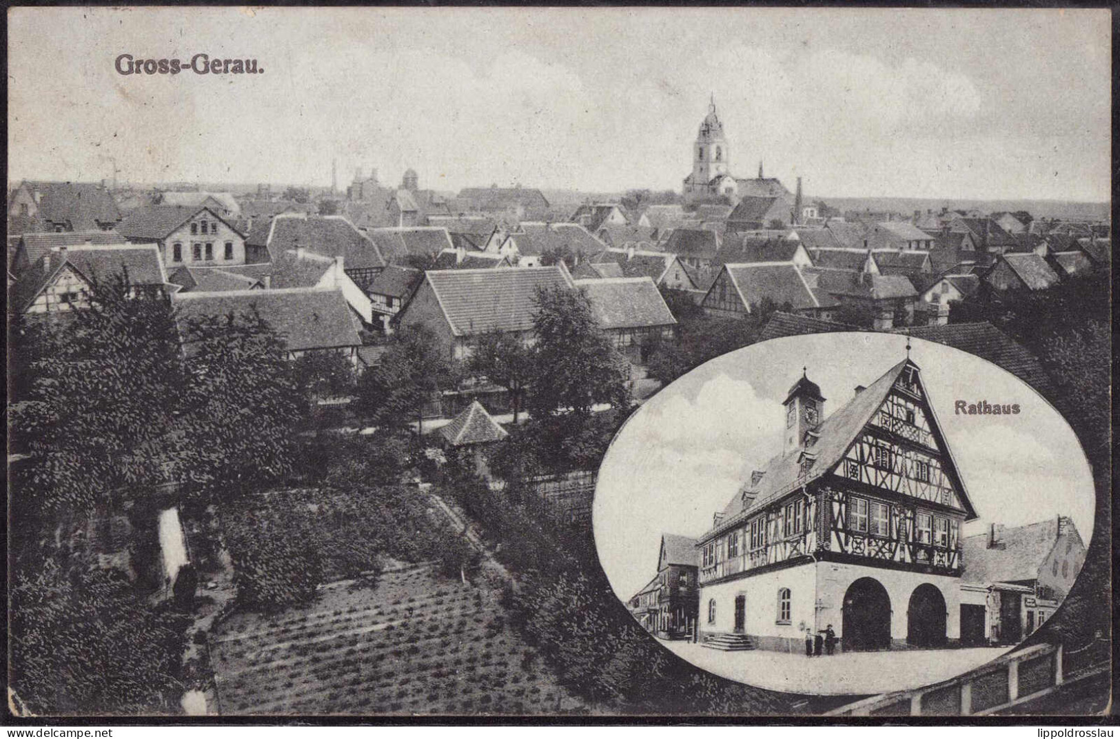 Gest. W-6080 Groß-Gerau Blick Zum Ort 1919, 1x Best. Ecke - Gross-Gerau