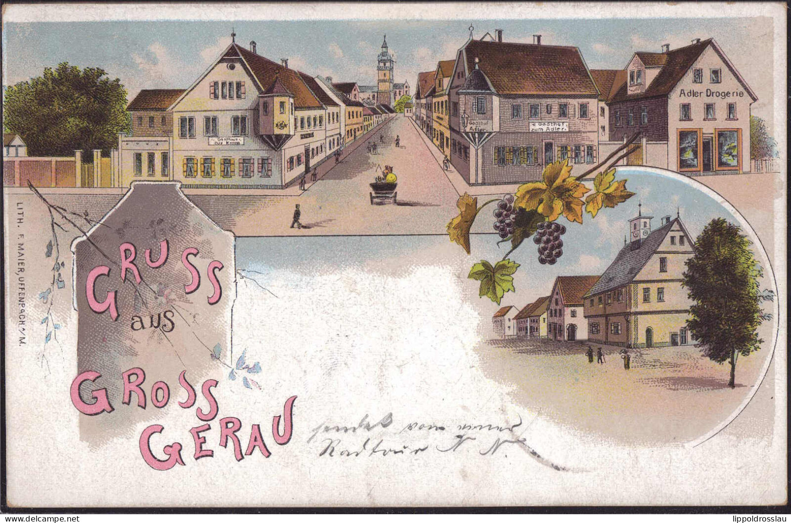 Gest. W-6080 Groß-Gerau Gasthaus Zur Krone Adeler-Drogerie 1901 - Gross-Gerau