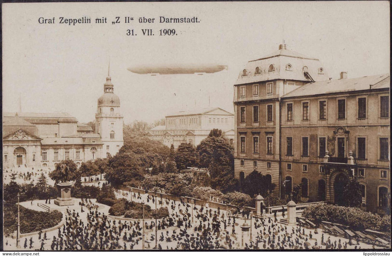 * W-6100 Darmstadt Zeppelin Z II über Der Stadt Am 31.7.1909 - Darmstadt