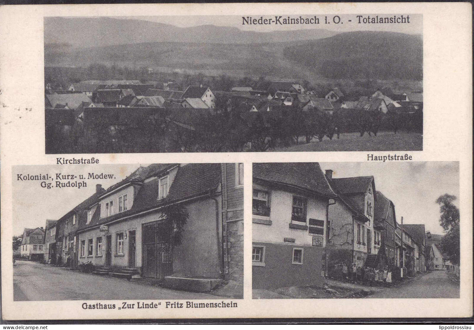 Gest. W-6101 Nieder-Kainsbach Kirchstraße Hauptstraße Gasthaus Zur Linde 1938 - Darmstadt