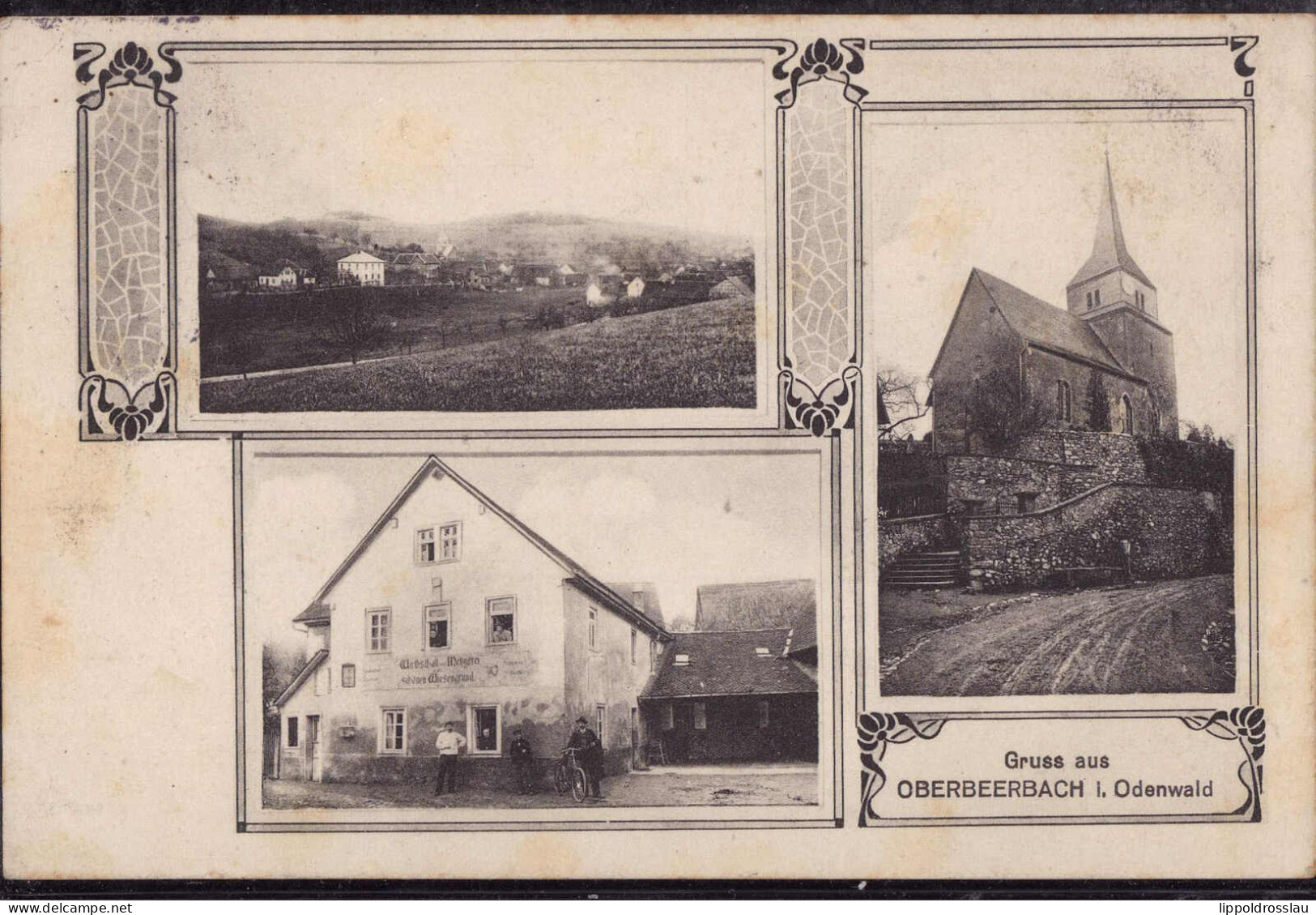 Gest. W-6104 Oberbeerbach Gasthaus Im Schönen Wiesengrund 1919 - Darmstadt