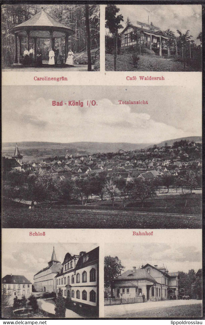 Gest. W-6123 Bad König Bahnhof Cafe Waldesruh 1912 - Erbach