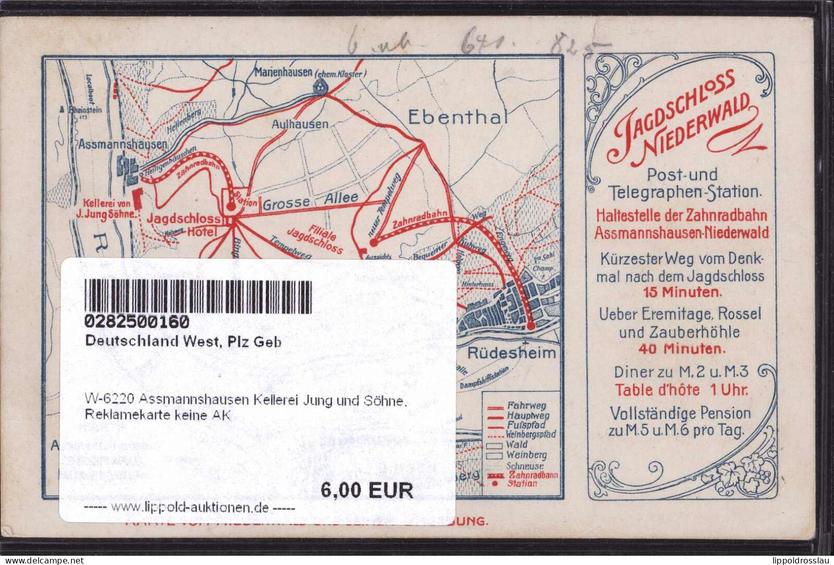 * W-6220 Assmannshausen Kellerei Jung Und Söhne, Reklamekarte Keine AK - Ruedesheim A. Rh.