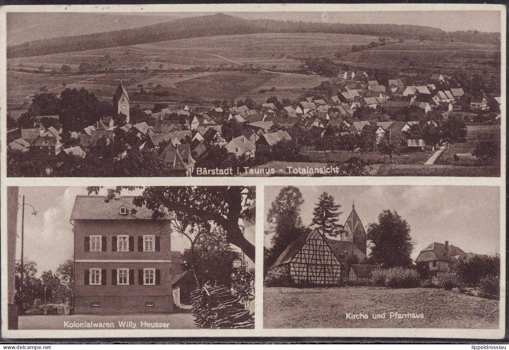 Gest. W-6229 Bärstadt Kolonialwarenhandlung Willy Heusser 1933 - Ruedesheim A. Rh.