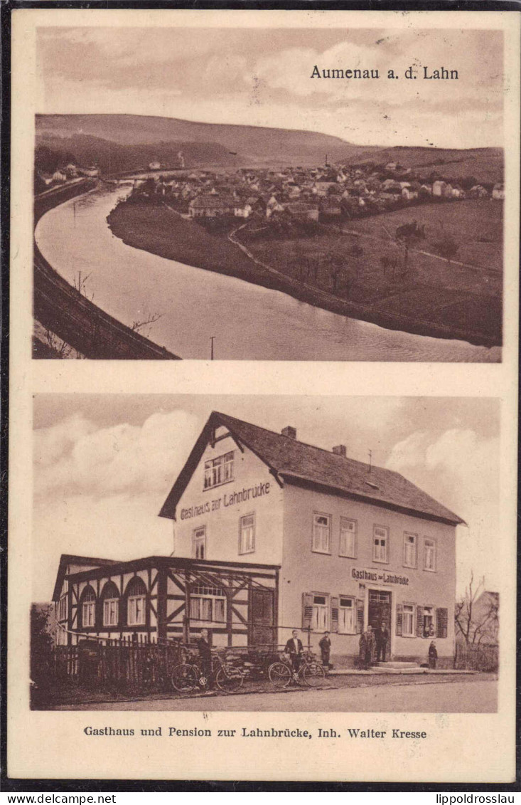 Gest. W-6256 Aumenau Gasthaus Zur Lahnbrücke 1929 - Limburg