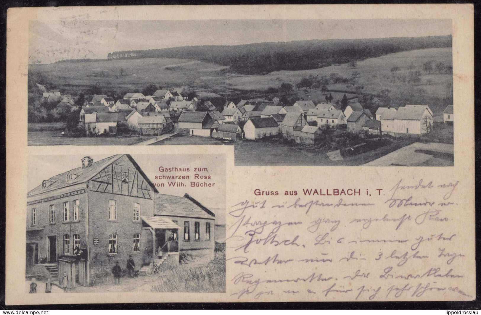 Gest. W-6270 Wallbach Gasthaus Zum Schwarzen Ross 1911 - Idstein