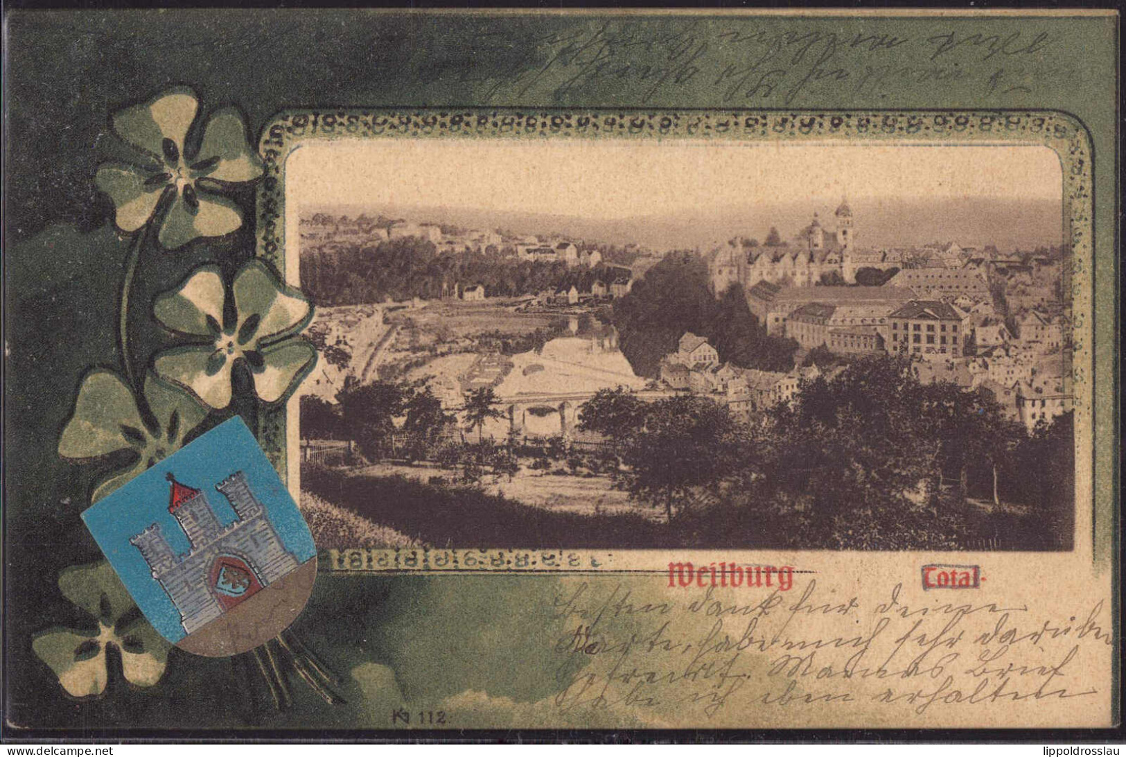 Gest. W-6290 Weilburg Blick Zum Ort 1903, Briefmarke Entfernt - Weilburg