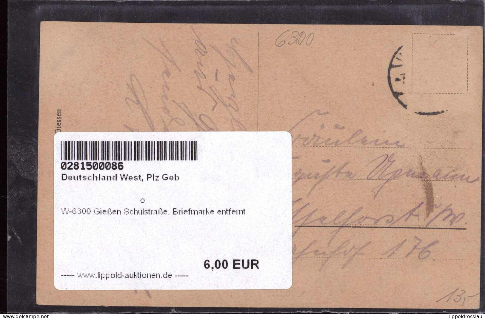 Gest. W-6300 Gießen Schulstraße, Briefmarke Entfernt - Giessen