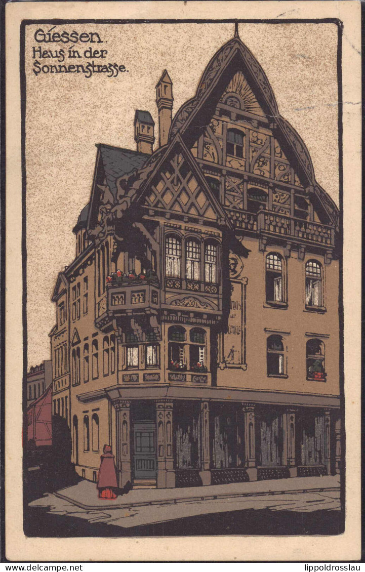 Gest. W-6300 Gießen Sonnestraße Steinzeichnung 1912 - Giessen