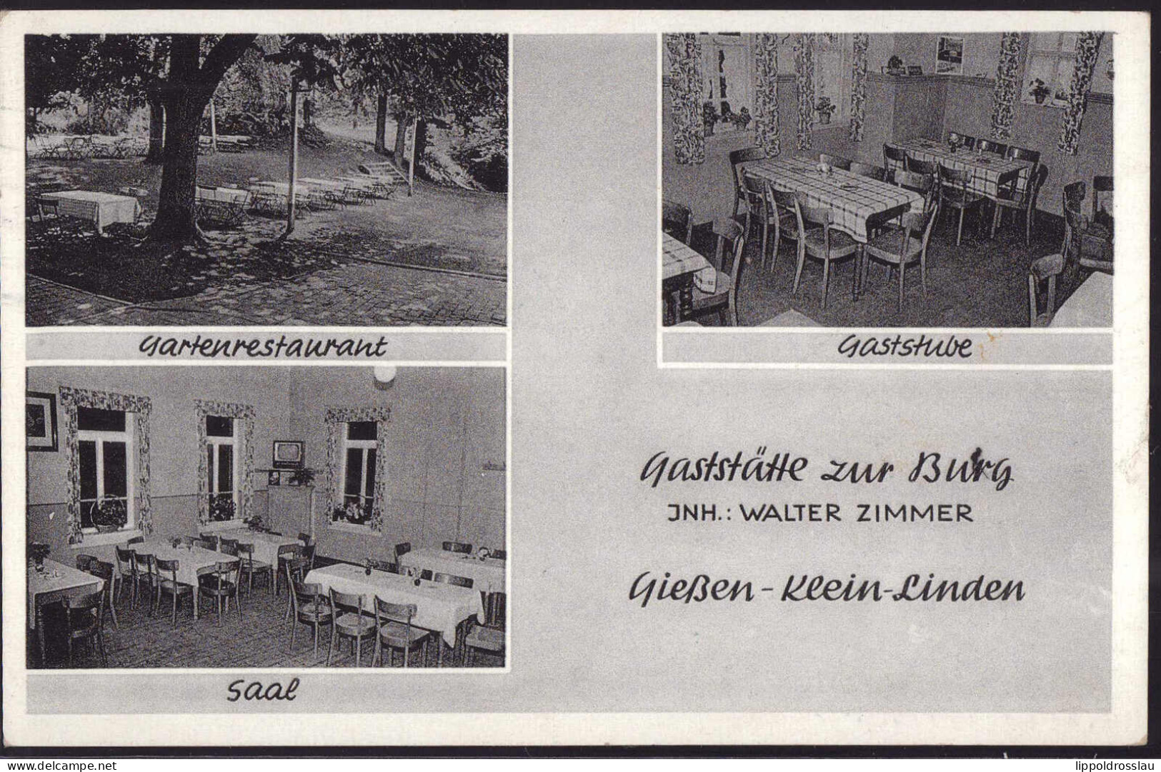 Gest. W-6300 Gießen-Klein-Linden Gasthaus Zur Burg 1956 - Giessen