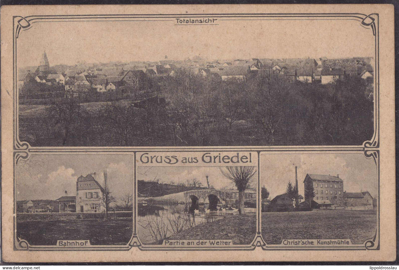 Gest. W-6308 Griedel Bahnhof Kunstmühle 1907 - Giessen