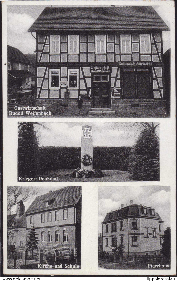 Gest. W-6316 Ehringshausen Gasthaus Weifenbach Kirche Schule 1938 - Gruenberg