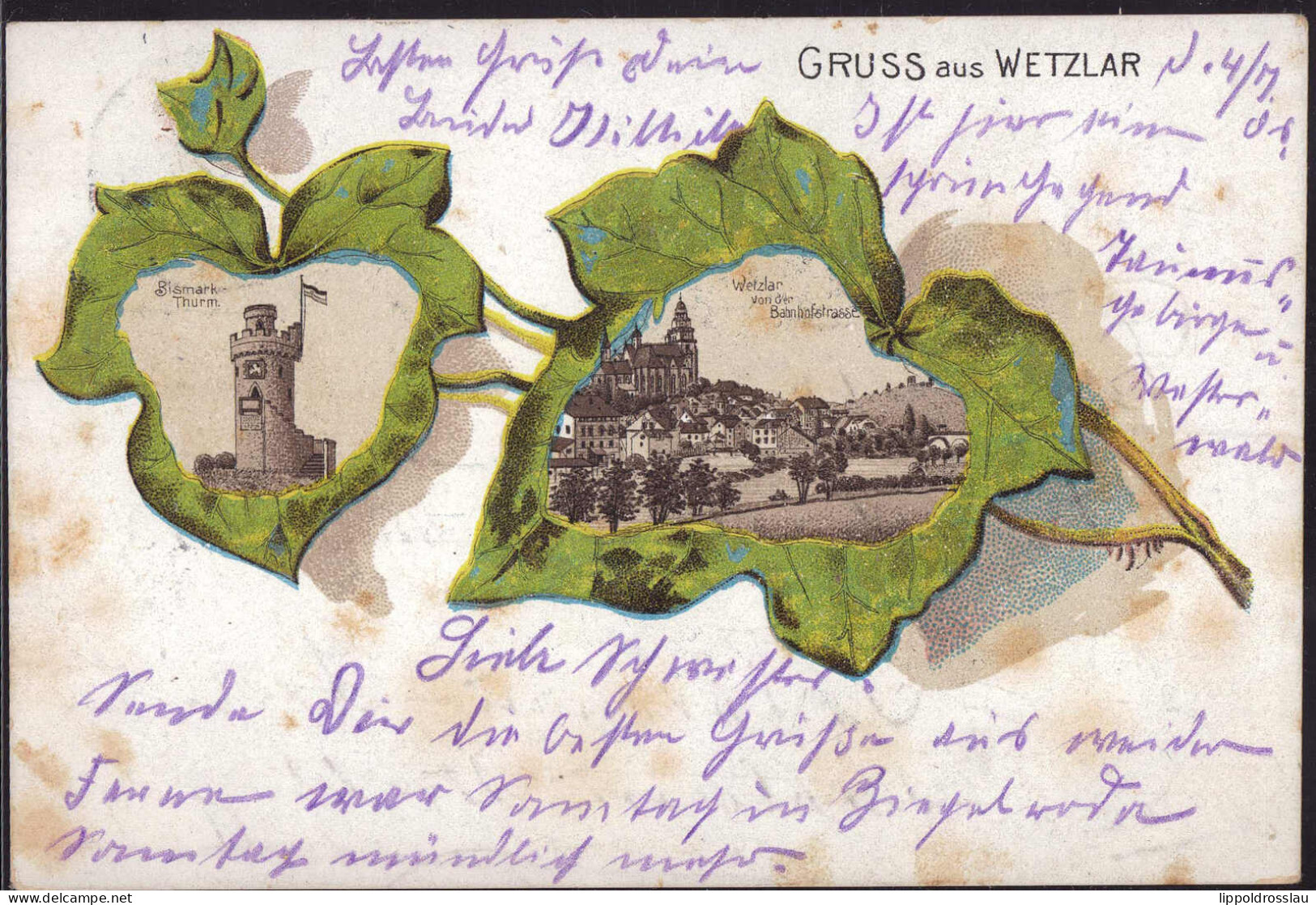 Gest. W-6330 Wetzlar Blick Von Bahnhofstraße Weinblatt-Litho 1905 - Wetzlar