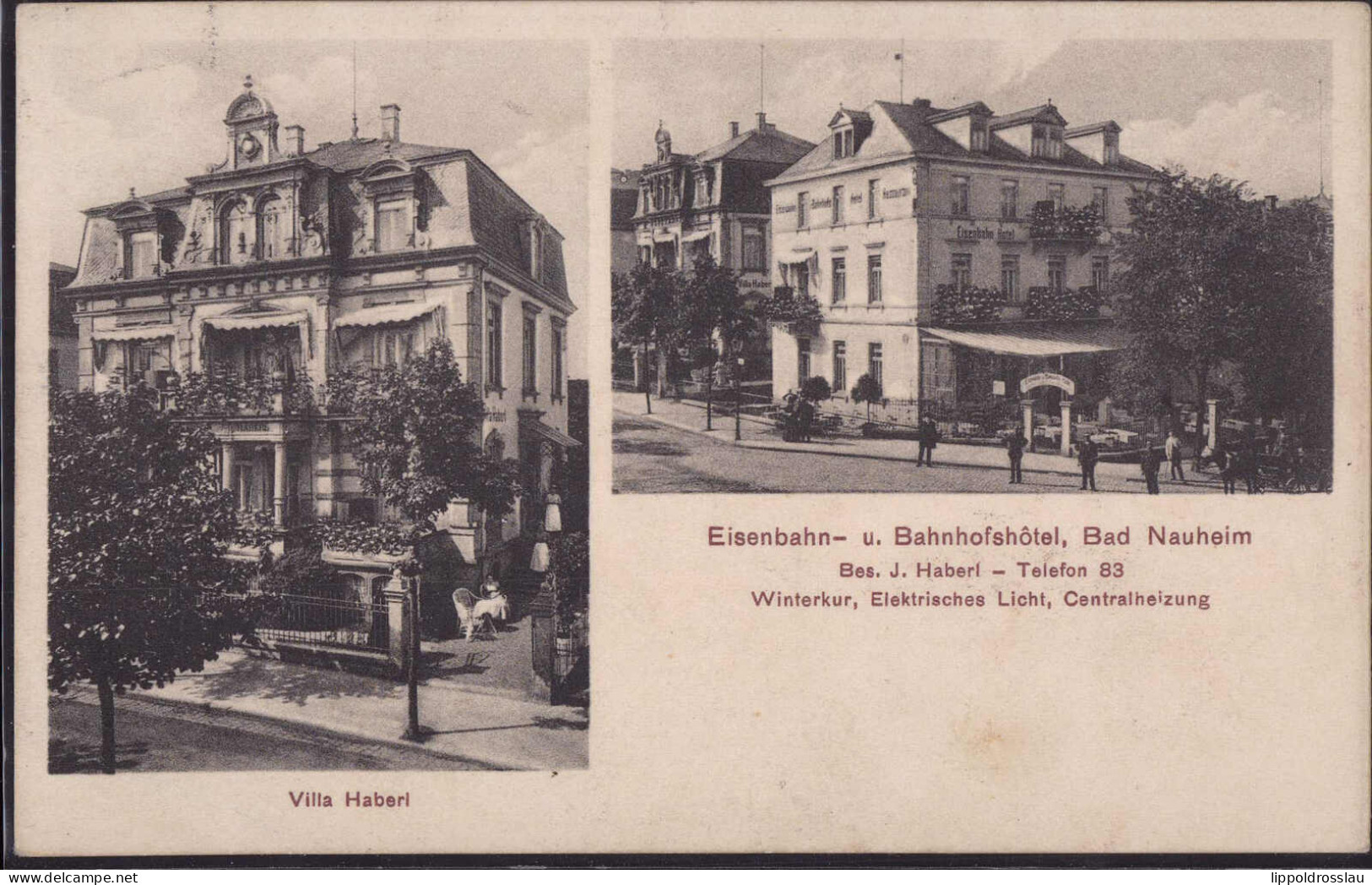 Gest. W-6350 Bad Nauheim Bahnhofshotel Villa Haberl 1913 - Bad Nauheim