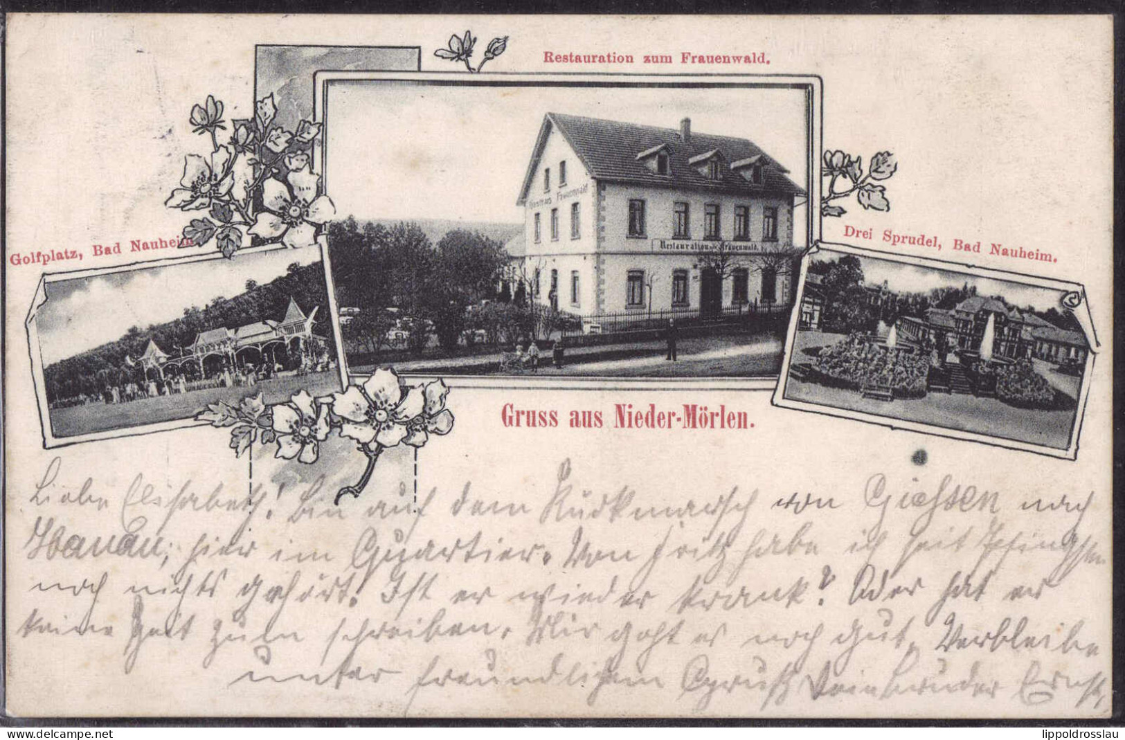 Gest. W-6350 Nieder-Mörlen Gasthaus Zum Frauenwald 1905 - Bad Nauheim