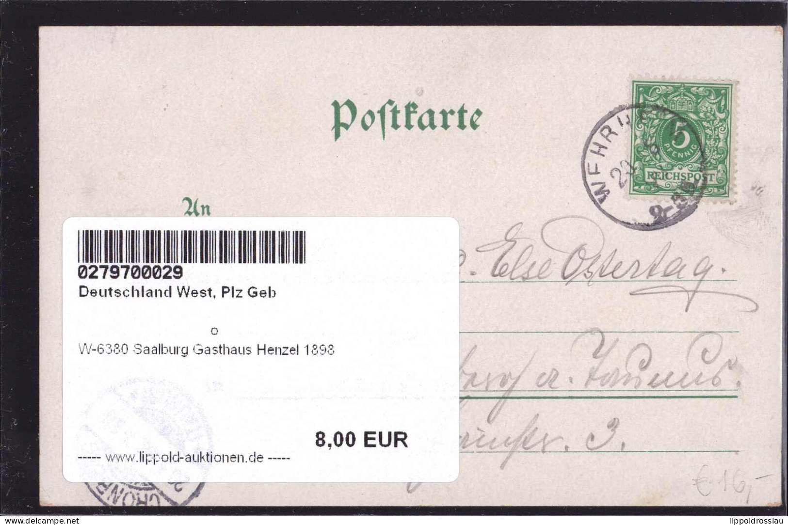 Gest. W-6380 Saalburg Gasthaus Henzel 1898 - Bad Homburg