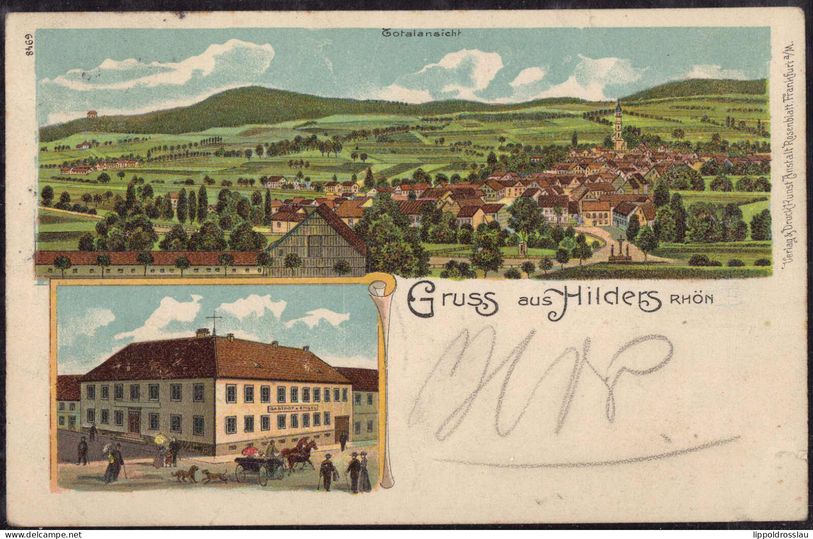 Gest. W-6414 Hilders Gasthaus Zum Engel 1903, EK 1,3 Cm, Einriß 3mm - Fulda