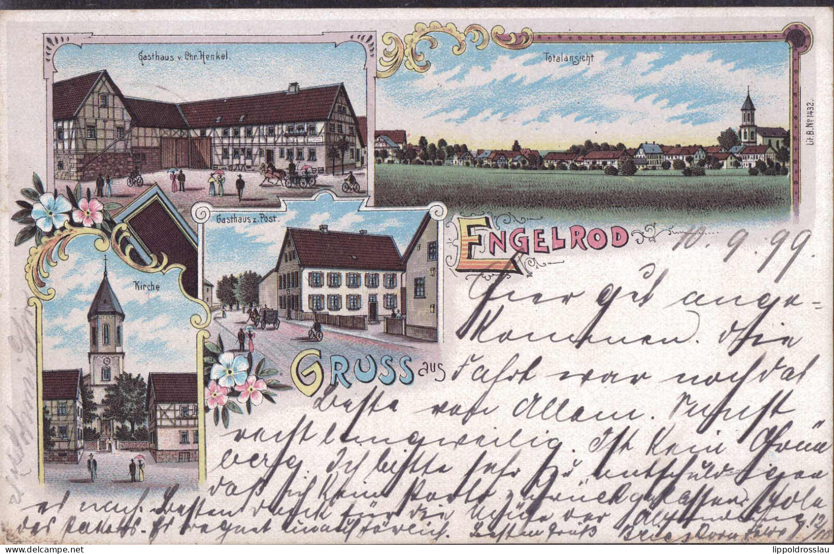 Gest. W-6425 Engelrod Gasthaus Zur Post Gasthaus Henkel 1899 - Lauterbach