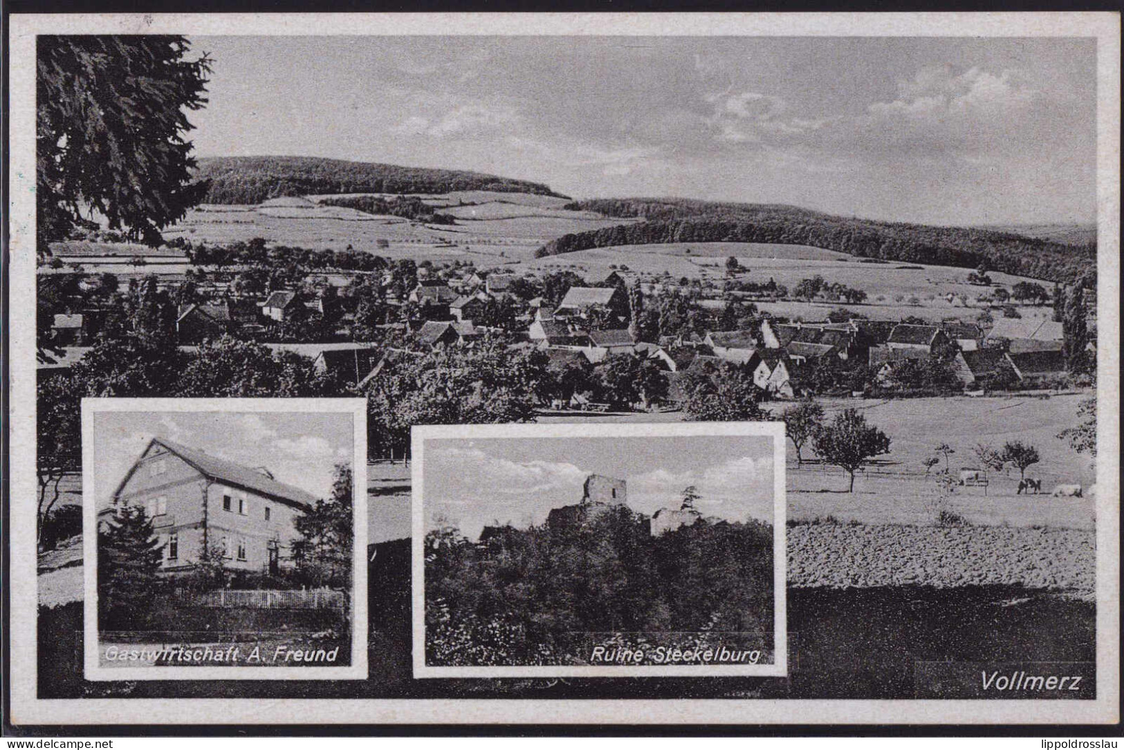 Gest. W-6490 Vollmerz Gasthaus Freund 1943 - Schluechtern