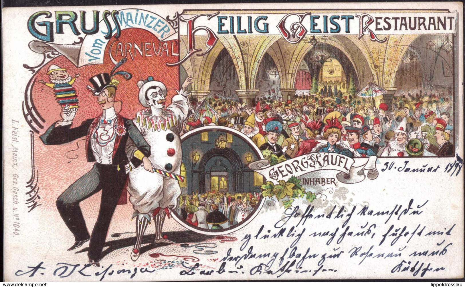 Gest. W-6500 Mainz Karneval Im Heilig Geist Restaurant1898 - Mainz