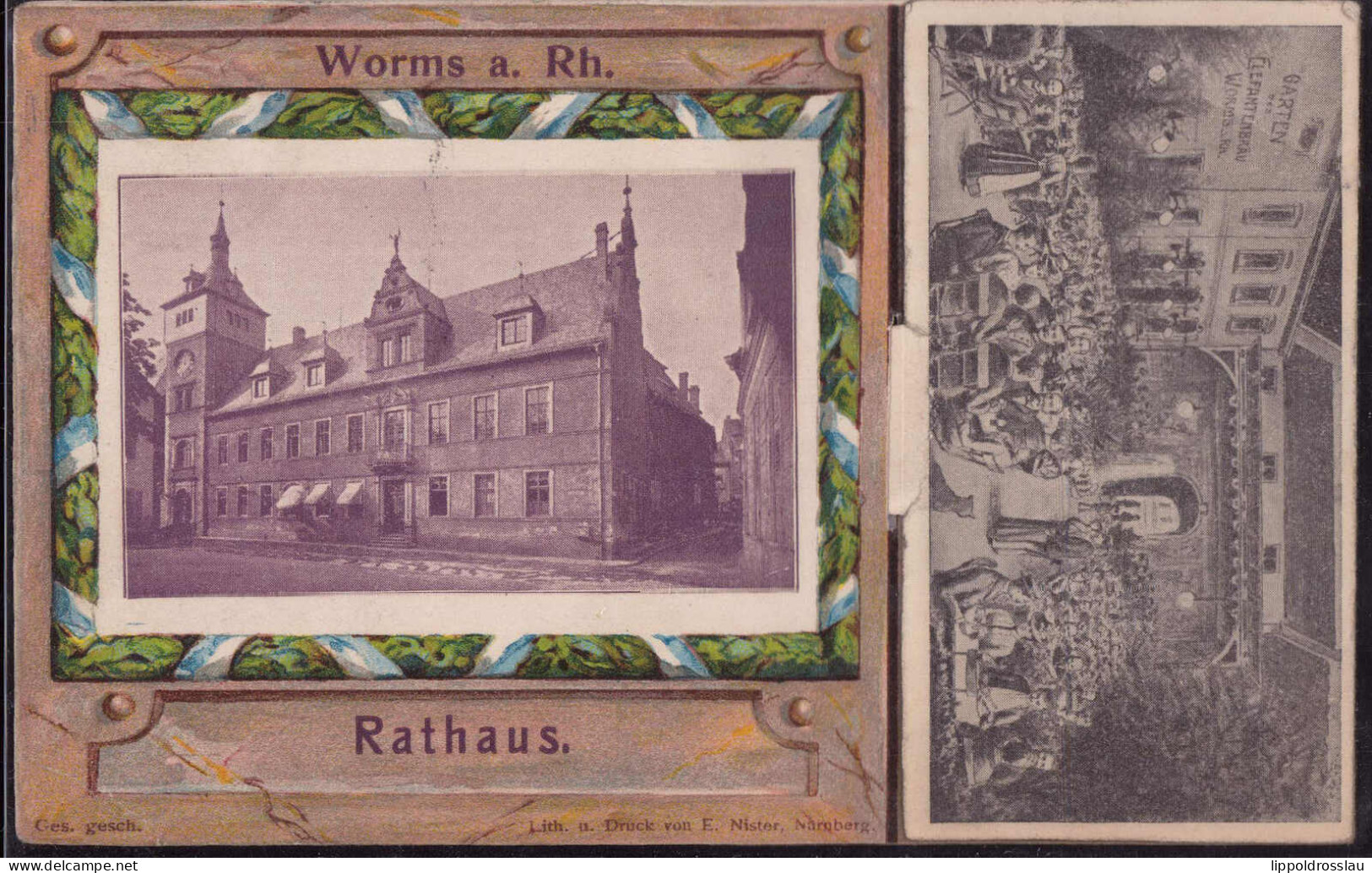 Gest. W-6520 Worms Rathaus Leporellokarte 1905, EK 1,3 Cm - Worms