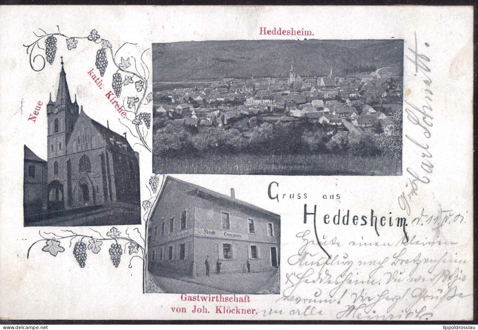 Gest. W-6531 Heddesheim Gasthaus Klöckner 1901 - Bingen