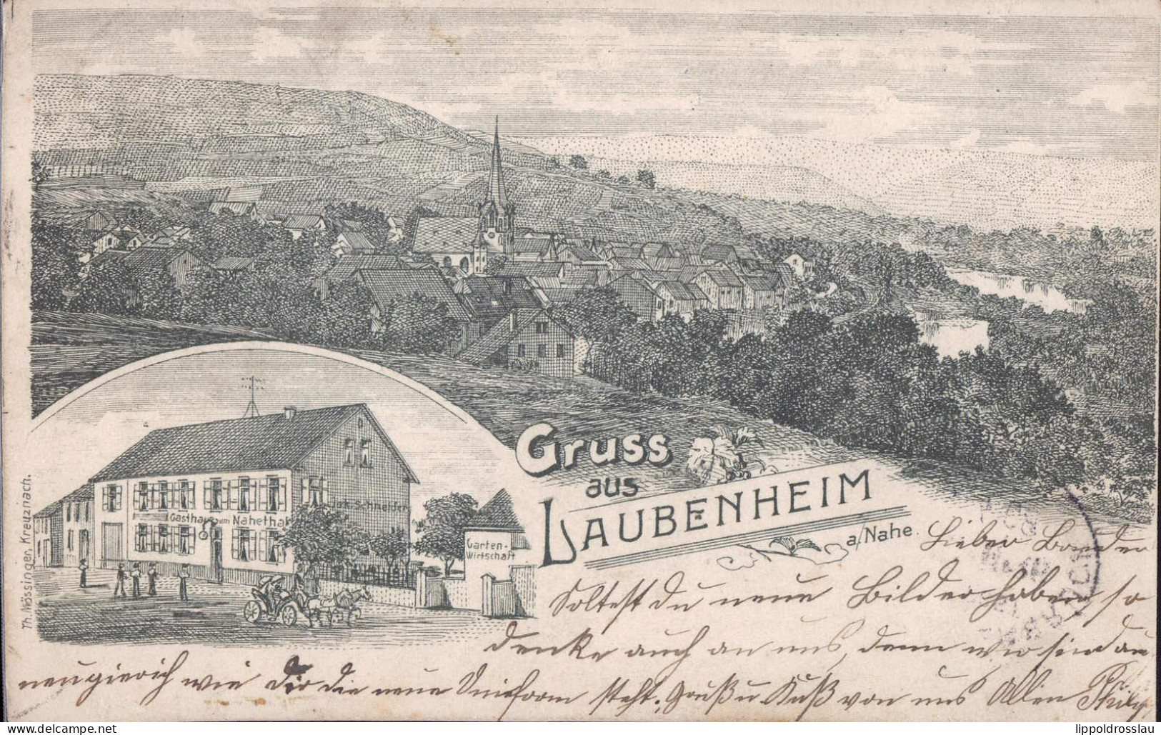 Gest. W-6531 Laubenheim Gasthaus Nahethal 1908 - Bingen