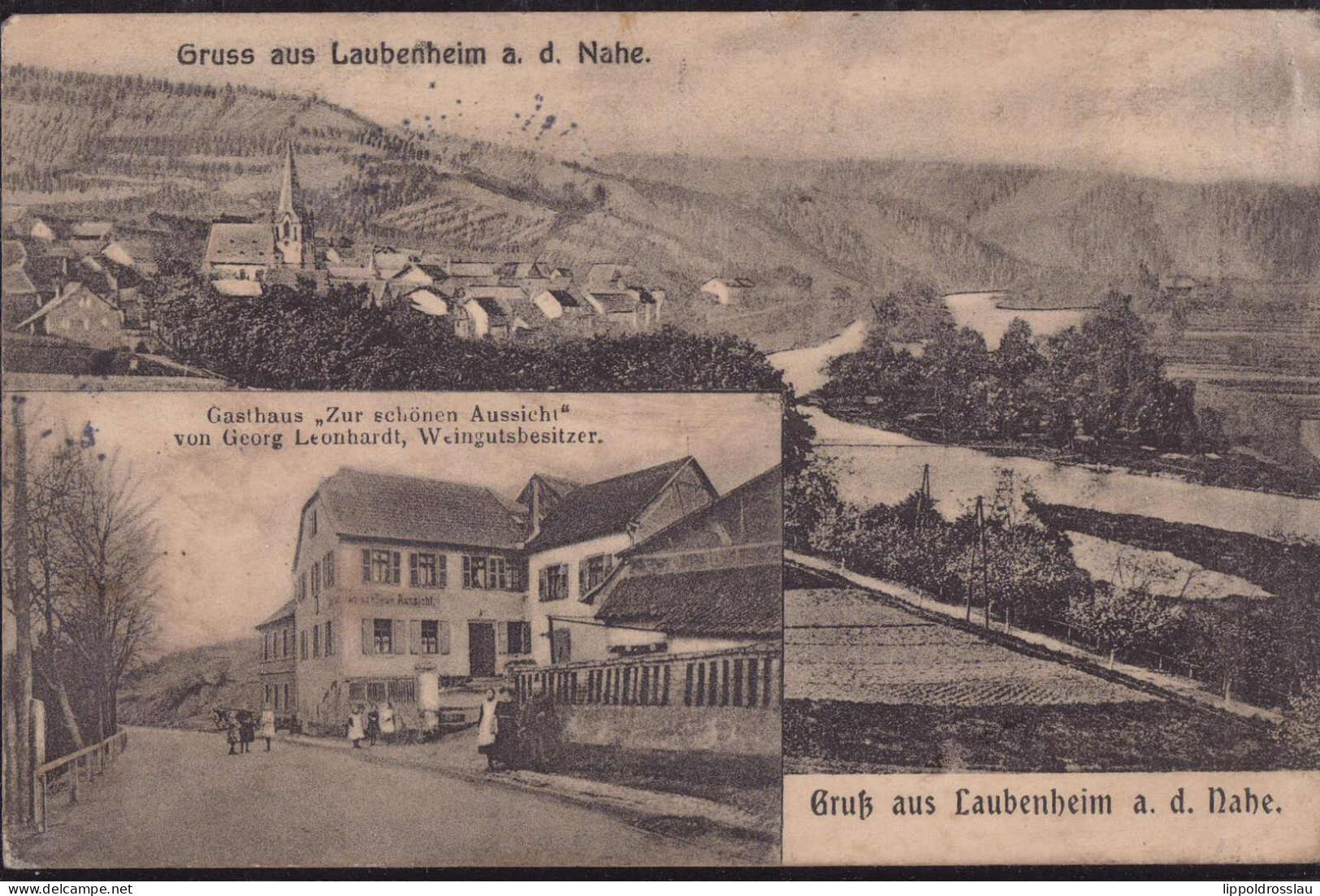 Gest. W-6531 Laubenheim Gasthaus Zur Schönen Aussicht , Feldpost 1916, Min. Best. - Bingen