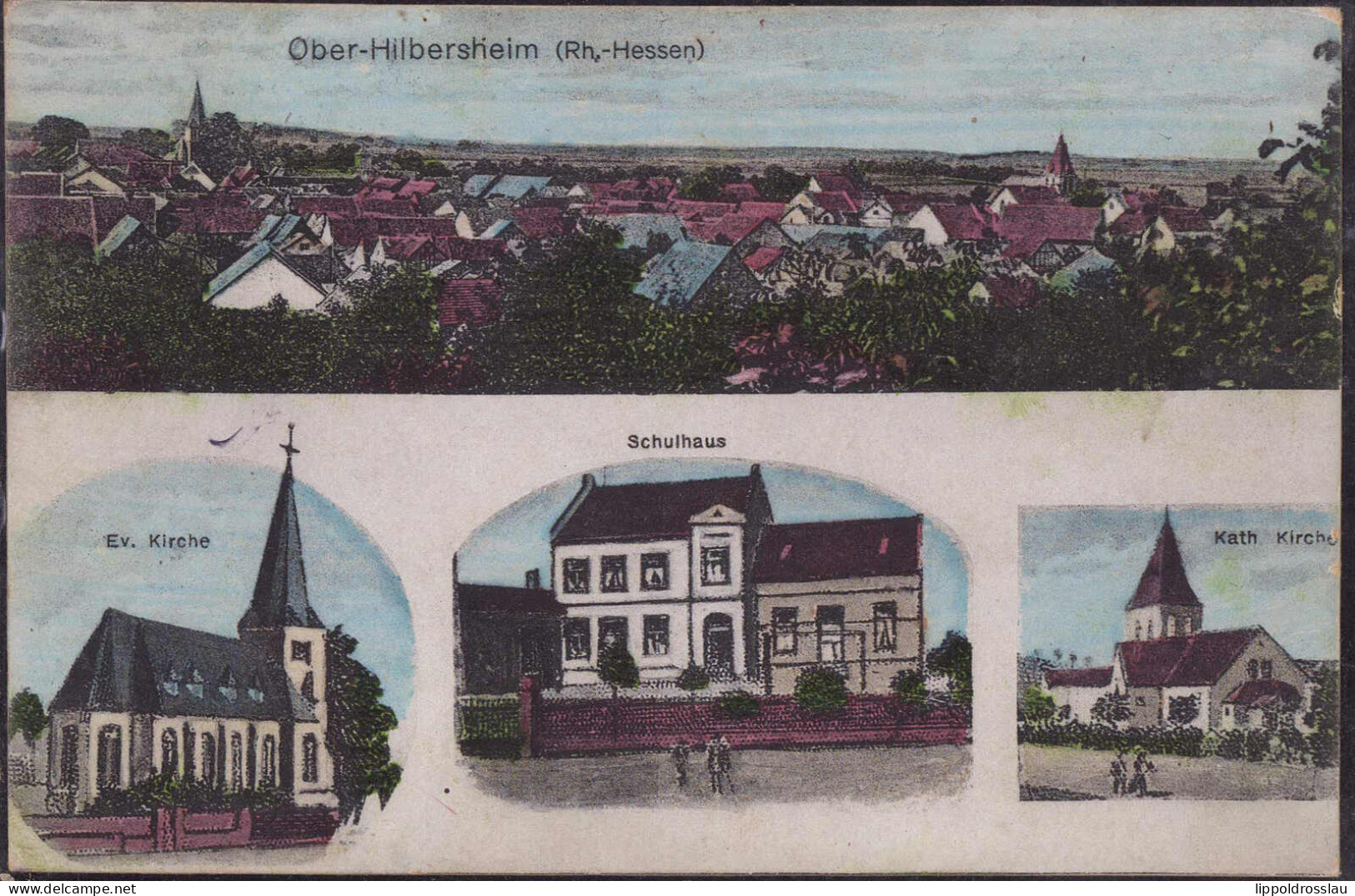 Gest. W-6531 Ober-Hilbersheim Schule Kirchen 1925 - Bingen