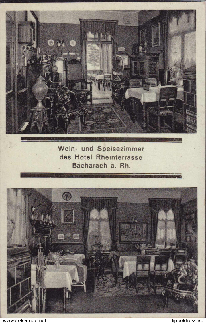 Gest. W-6533 Bacharach Hotel Gasthaus Rheinterrasse 1934 - Bingen