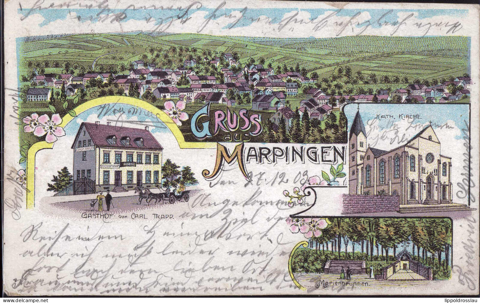 Gest. W-6694 Marpingen Gasthaus Carl Trapp 1903, 2x Etwas Best. Ecke - Kreis Sankt Wendel