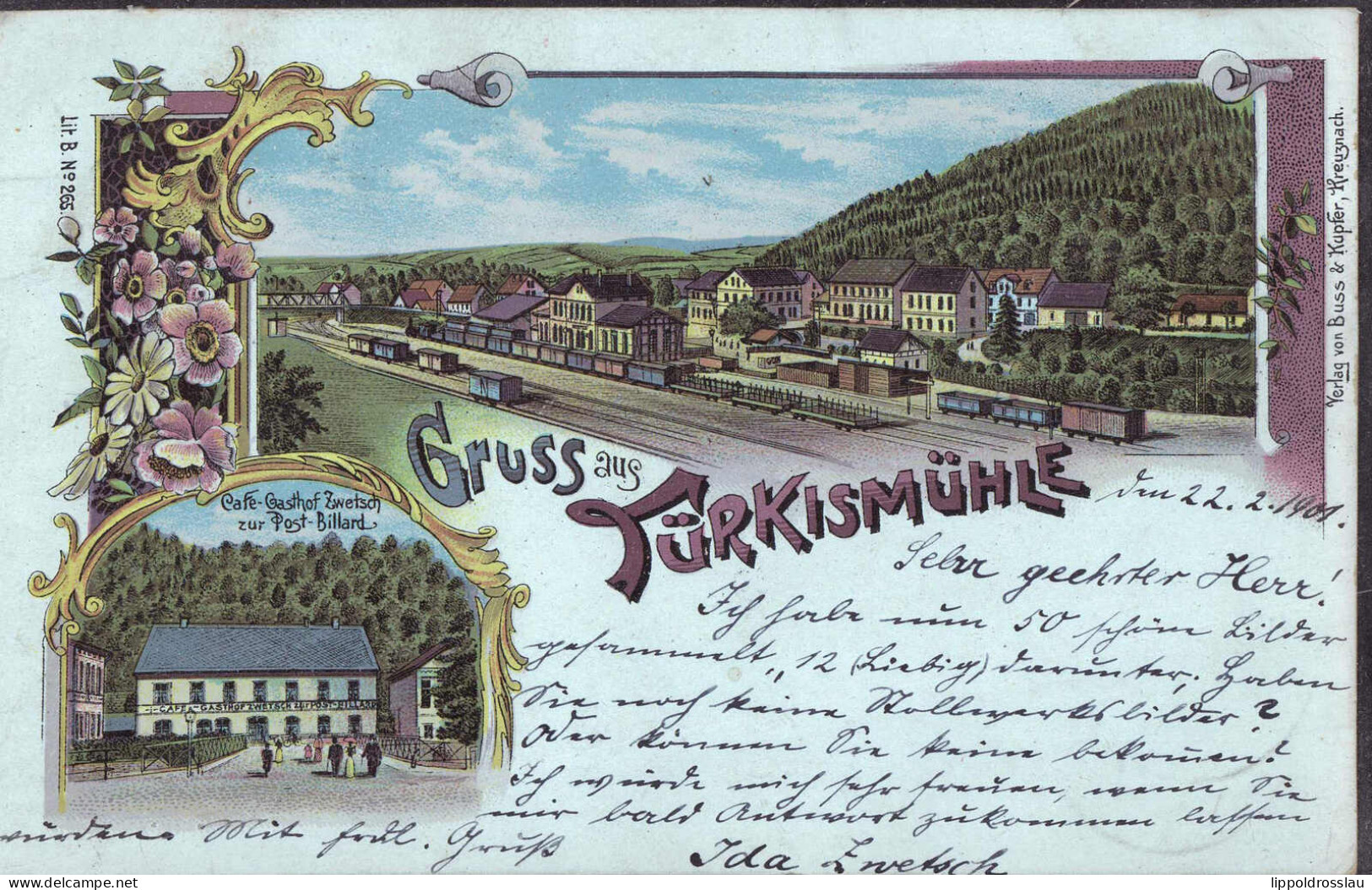 Gest. W-6697 Türkismühle Gasthaus Zwetsch Bahnhof 1901 - Kreis Sankt Wendel