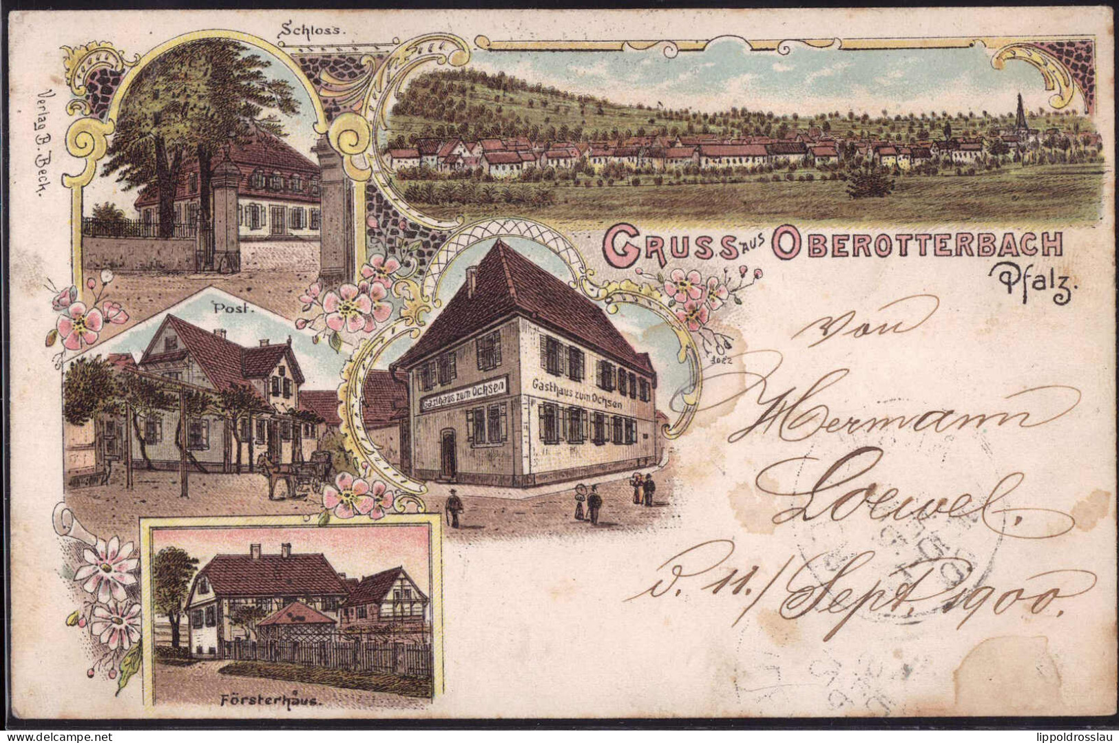 Gest. W-6749 Oberotterbach Gasthaus Zum Ochsen Forsthaus Post 1900 - Landau