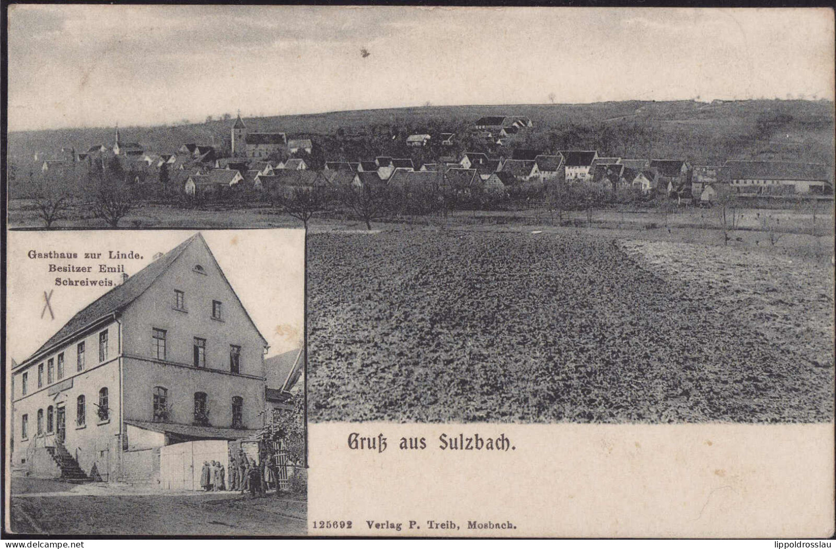 Gest. W-6959 Sulzbach Gasthaus Zur Linde 1910 - Mosbach