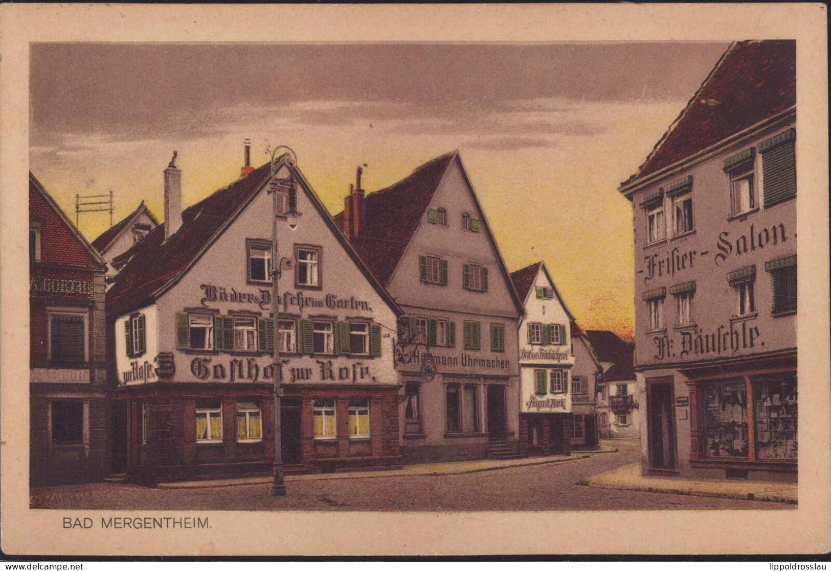 Gest. W-6990 Bad Mergentheim Gasthaus Zur Rose 1928 - Bad Mergentheim