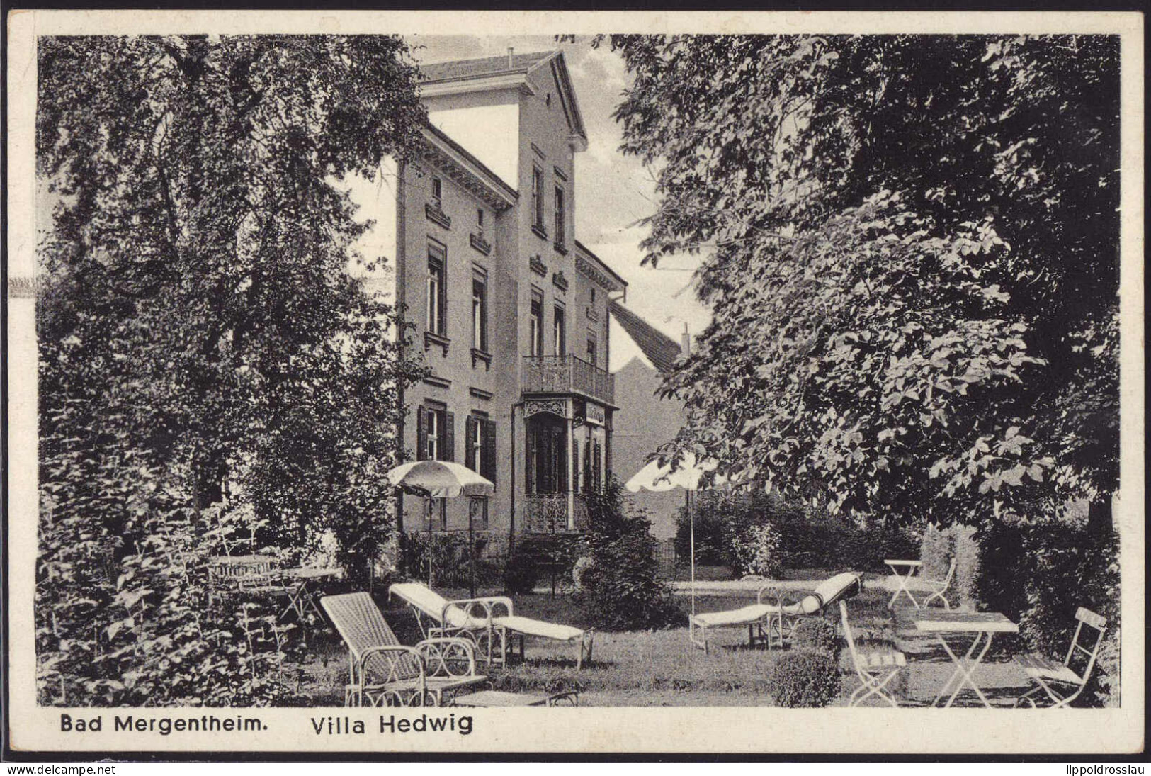 Gest. W-6990 Bad Mergentheim Villa Hedwig 1936, Briefmarke Entfernt - Bad Mergentheim