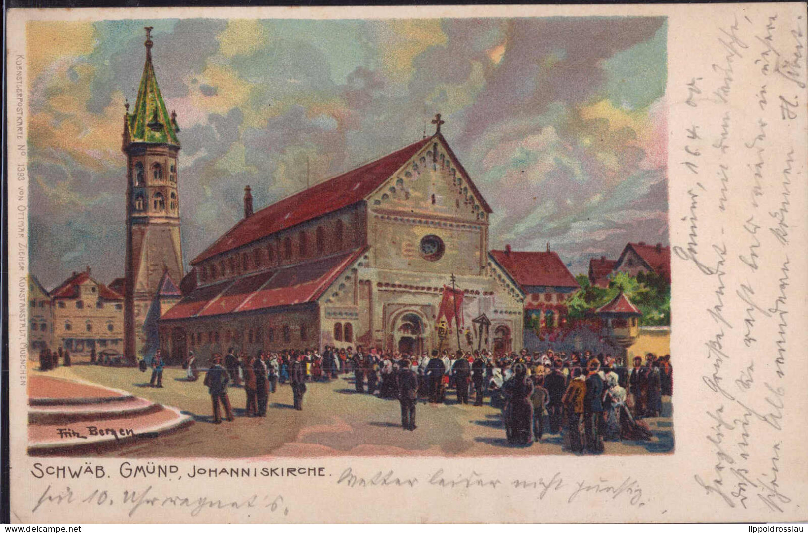 Gest. W-7070 Schwäbisch Gmünd Johanniskirche Sign. Bergen 1900 - Schwäbisch Gmünd