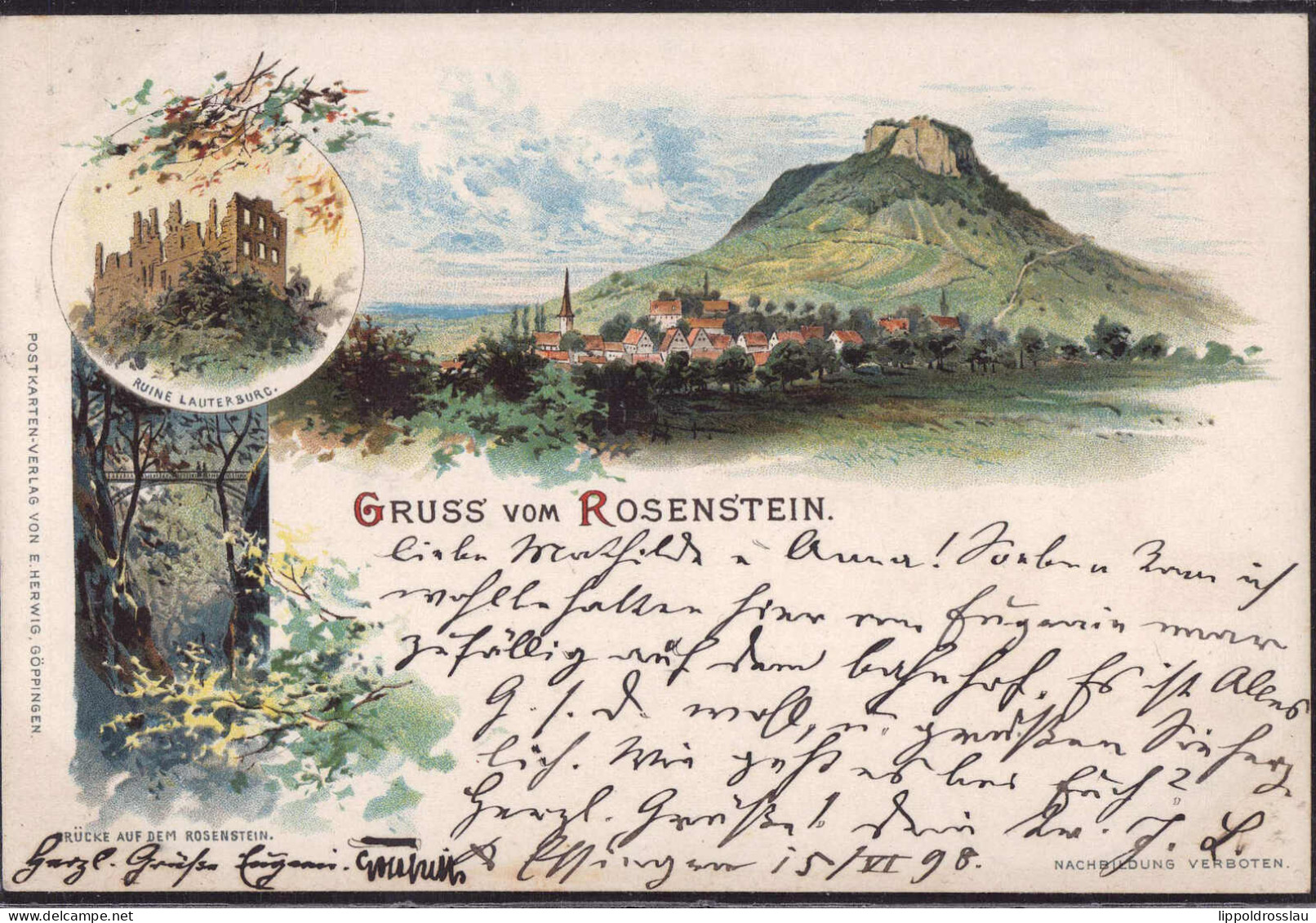 Gest. W-7972 Heubach Blick Zum Rosenstein 1898 - Schwaebisch Gmünd