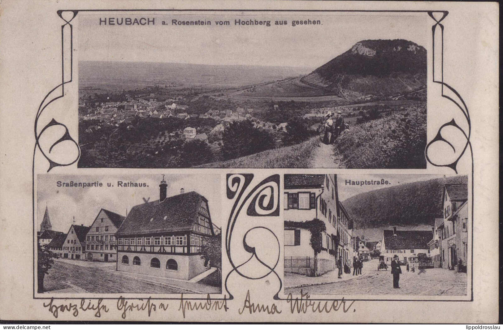 Gest. W-7972 Heubach Hauptstraße, Feldpost 1917 - Schwaebisch Gmünd