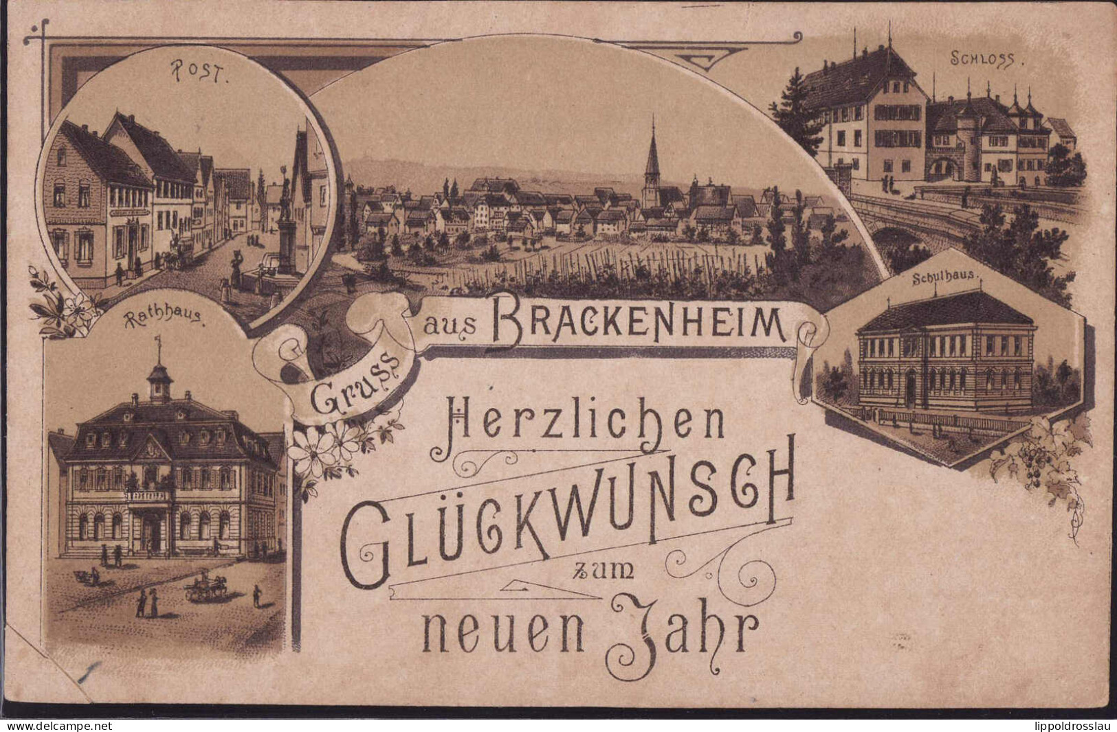 Gest. W-7129 Brackenheim Post Schloß Schule 1895, EK 1,2 Cm - Bietigheim-Bissingen