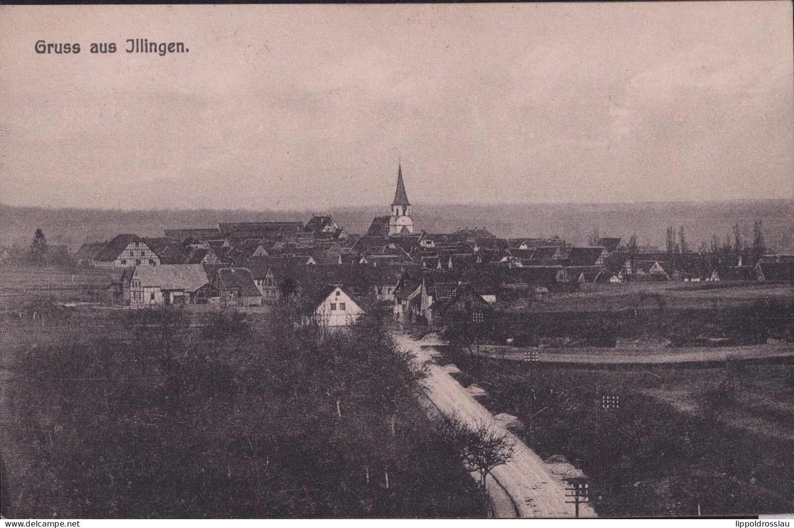 Gest. W-7132 Illingen Blick Zum Ort, Feldpost 1917 Gasthaus Zur Union - Mühlacker