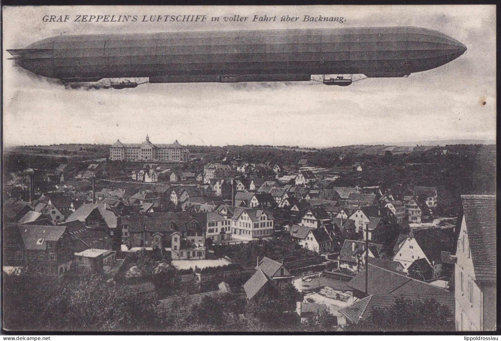 Gest. W-7150 Backnang Zeppelin über Dem Ort 1908 - Backnang