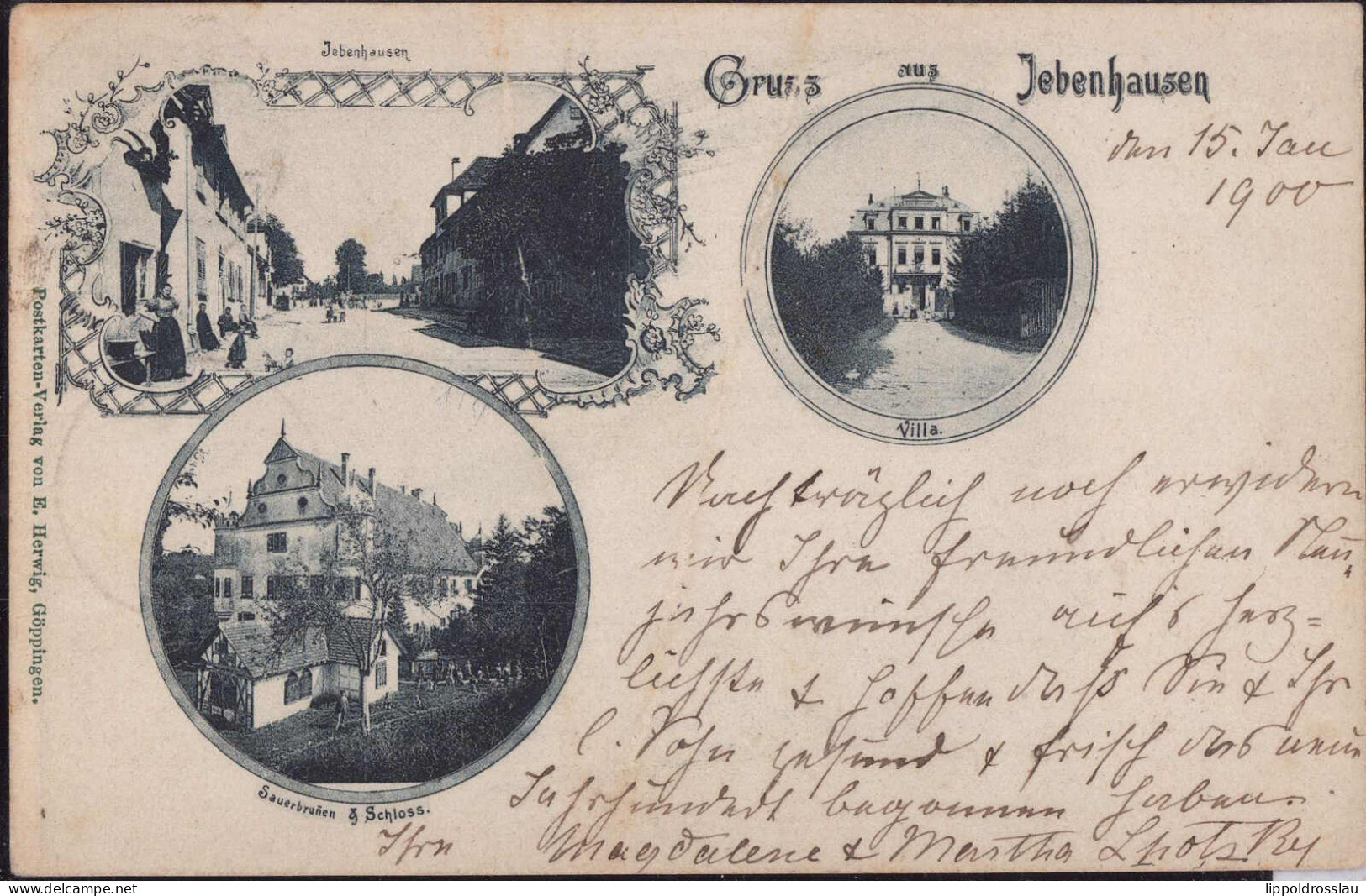 Gest. W-7320 Jebenhausen Straßenpartie Villa 1900 - Goeppingen
