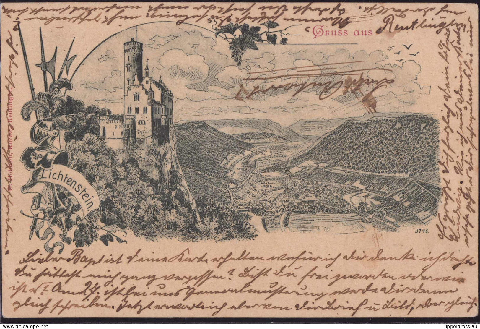 Gest. W-7411 Lichtenstein Burg, Vorläufer Erst 1899 Verwendet - Reutlingen