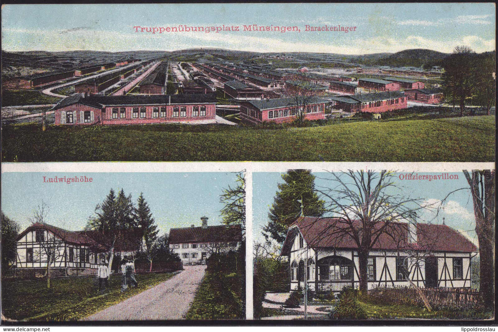 Gest. W-7420 Münsingen Ludwigshöhe Offizierspavillon 1912 - Münsingen